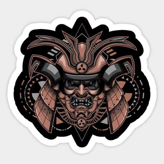 samurai mask head Sticker by SHINIGAMII